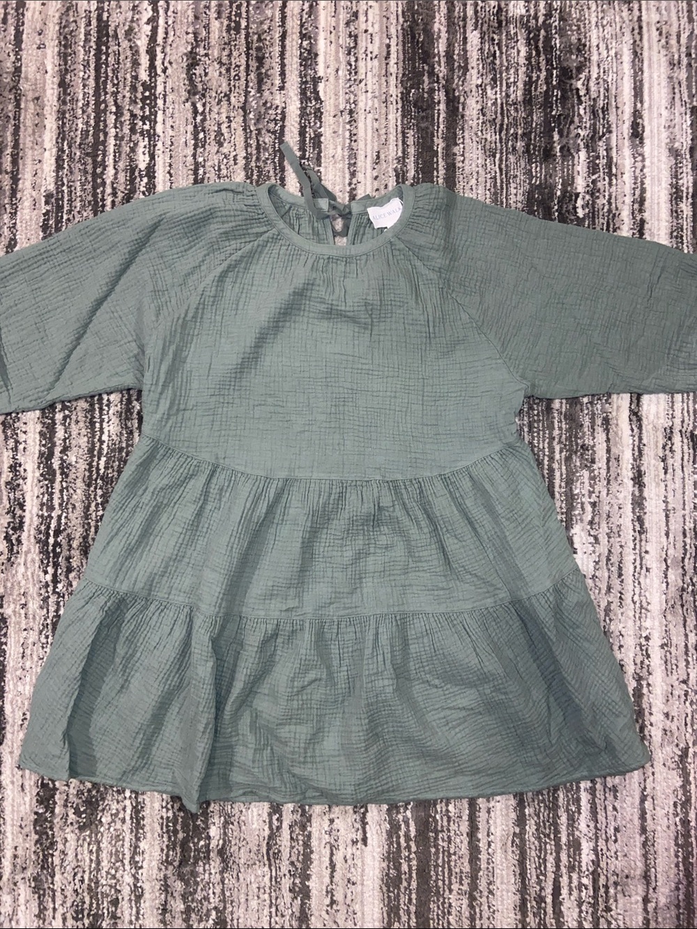 NWT Alice Walk Green textured baby doll dress organic cotton size XL